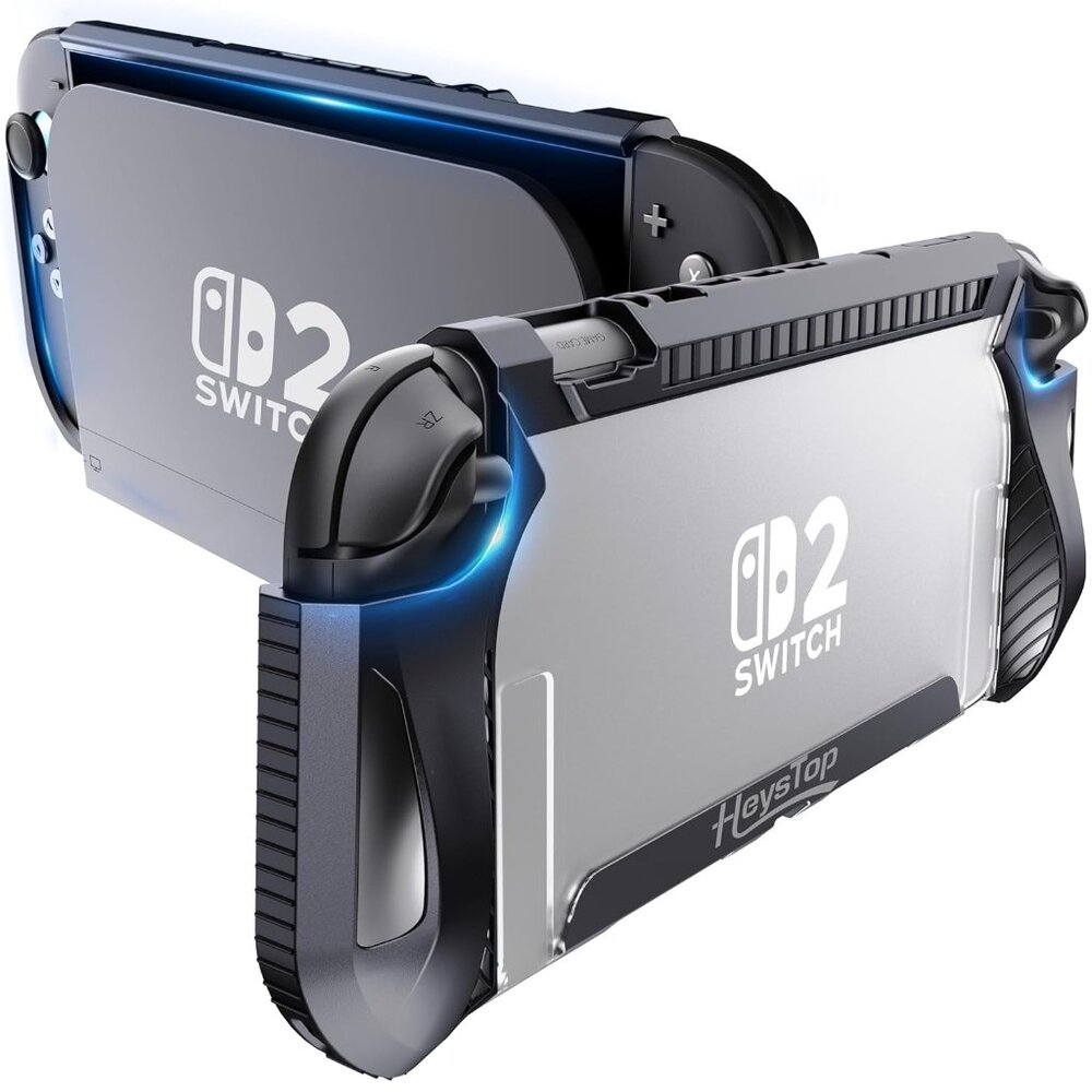 Protective TPU Cover for Switch 2 + Screen Protector & 6 Thumb Grips